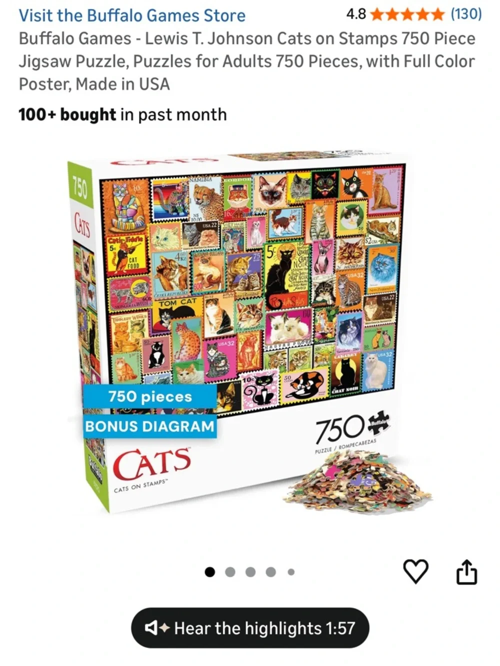 Cats on Stamps 750-Piece Jigsaw Puzzle - Colorful Cat Collage - Picture 2 of 6